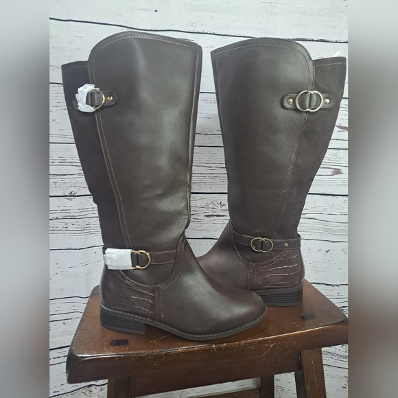 NWT Karen Scott Leandraa Extra Wide-Calf Riding Boots-9.5W - Picture 5 of 14